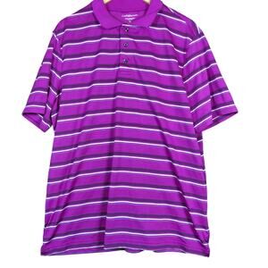 Croft & Barrow Mens Shirt Purple Striped Polo Performance Cool & Dry Stretch XL